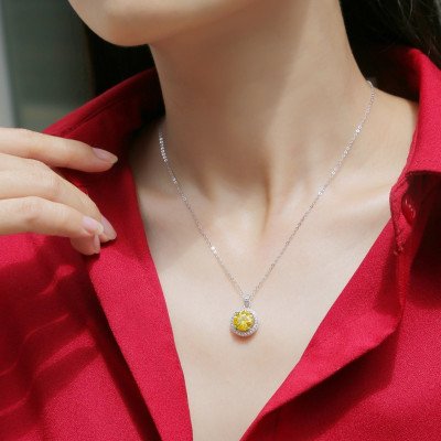 Silberne Moissanit-Halskette für Damen | P9373-6.5 Silberne Moissanit-Halskette für Damen | P9373-6.5