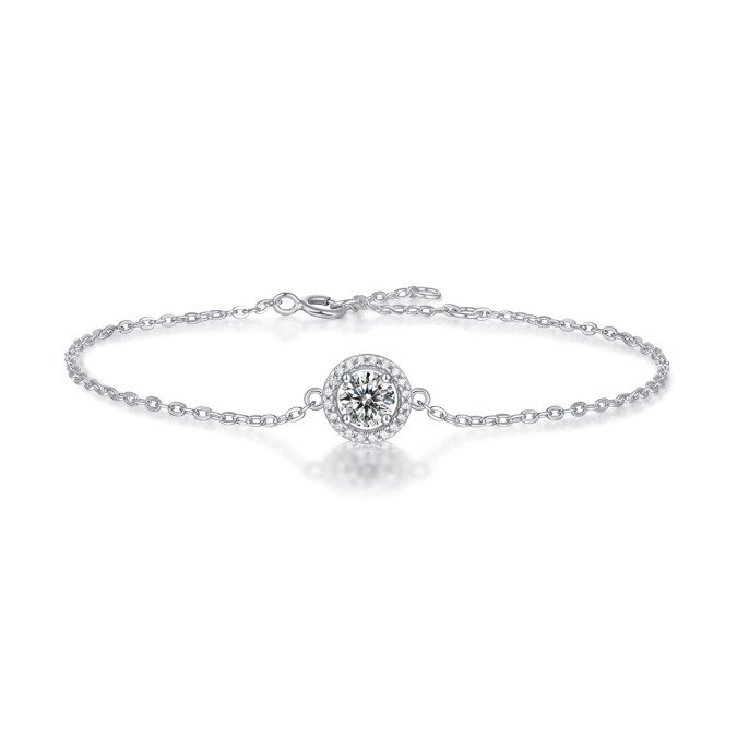 Damen Silber Moissanite Rundhalsarmband | L9373 Damen Silber Moissanite Rundhalsarmband | L9373