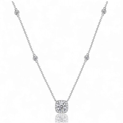 Silberne Moissanit-Halskette für Damen | P10809-6.5