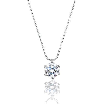 Silberne Moissanit-Halskette für Damen | P10810-5.0