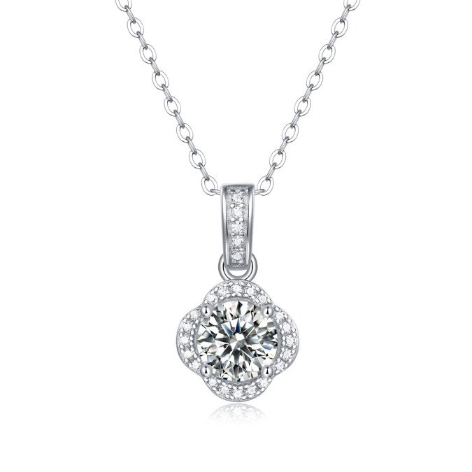 Necklaces P11563 Women's Silver Moissanite Women's Silver Moissanite