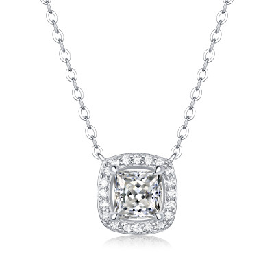 Women's Silver Necklace with Moissanite "Rise" | N11439