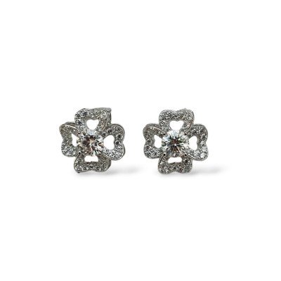 Women's silver earrings with moissanite "Clovers" | EL020216