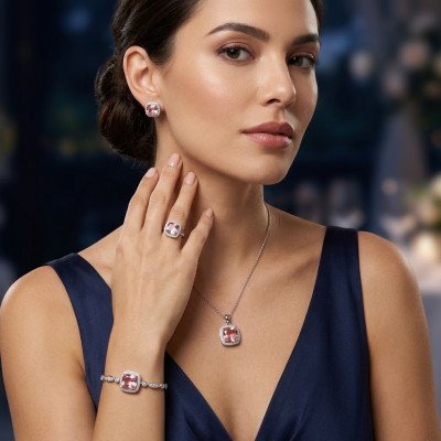 Дамски сребърен комплект "Rose" с камъни Ice crushed | YL5129 Дамски сребърен комплект "Rose" с камъни Ice crushed | YL5129