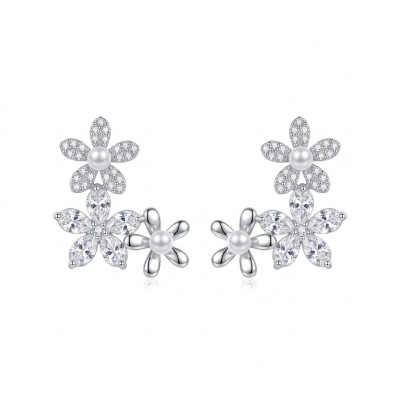 Women's Silver Earrings "Bouquet of Flowers" | Z16424