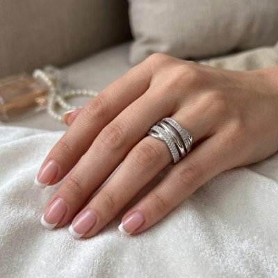 Women's silver ring with colored zirconia stones | R3985-1 Women's silver ring with colored zirconia stones | R3985-1
