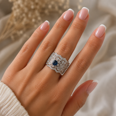 Women's silver ring with colored zirconia stones | R3985-1 Women's silver ring with colored zirconia stones | R3985-1