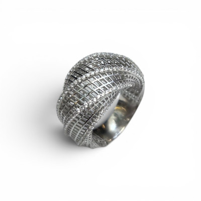 Дамски сребърен пръстен "Елегантна мрежа" | R12705W-1
