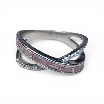 Women's silver ring with colored zirconia stones | R3985-1