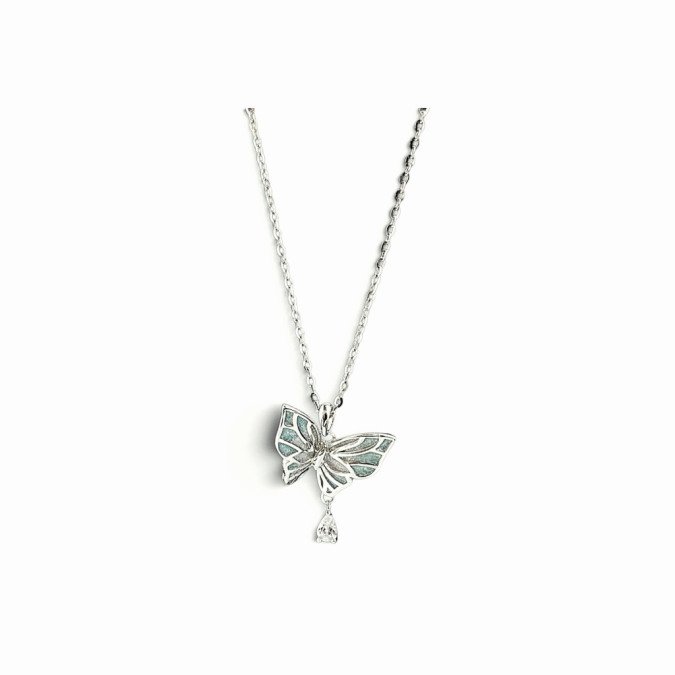Серебряное женское колье «Бледно-голубая бабочка» | XL023240B XL023240B Животные