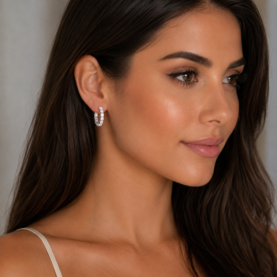 Women's silver hoop earrings | FYE1156