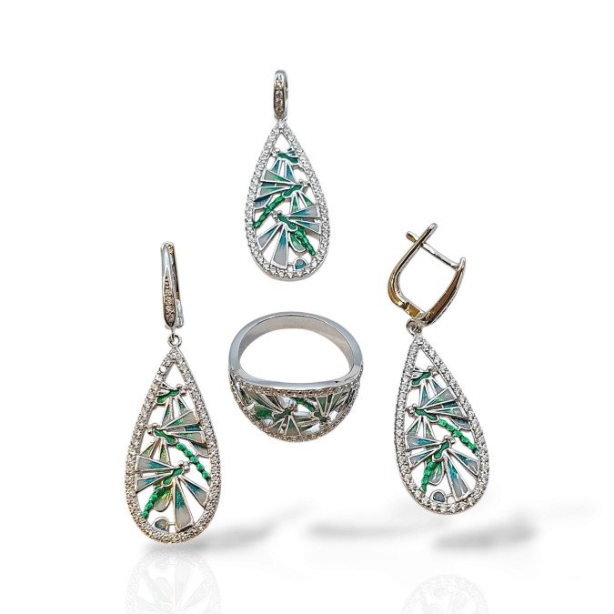 Enamel jewelry AS00526 Women's silver set with enamel |AS00526 Women's silver set with enamel |AS00526 AS00526 Enamel jewelry