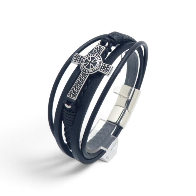 Leather bracelets SB216633 Men's leather bracelet with cross | SB216633 Men's leather bracelet with cross | SB216633 SB216633 Leather bracelets