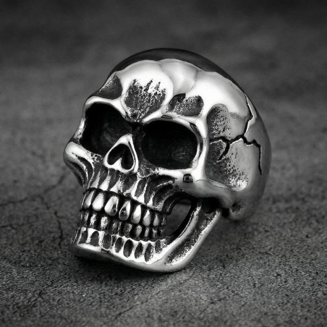 Herrenringe SR92755 Stahlring für Herren „Massiver Totenkopf“ | SR92755 Stahlring für Herren „Massiver Totenkopf“ | SR92755 SR92755 Herrenringe