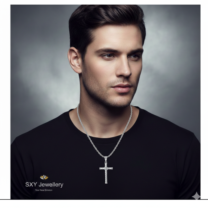 Mens Pendants SN86381 Men's necklace with a cross made of medical steel | SN86381 Men's necklace with a cross made of medical steel | SN86381 SN86381 Mens Pendants