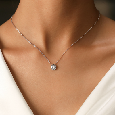 Damen Silberkette mit Zirkonstein | V07541