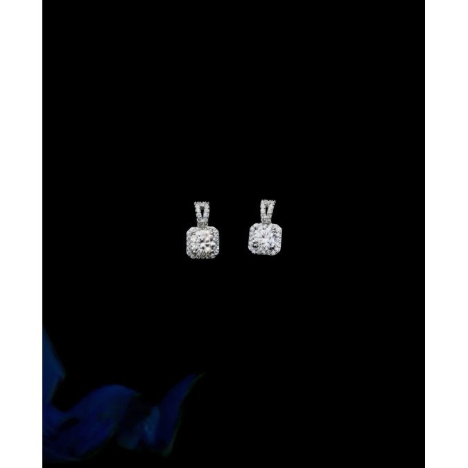 Women's silver earrings with moissanites | Y3228 Y3228 Artificial Diamonds - Moissanites