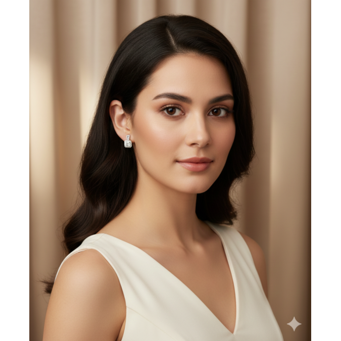Women's silver earrings with moissanites | Y3228 Y3228 Artificial Diamonds - Moissanites