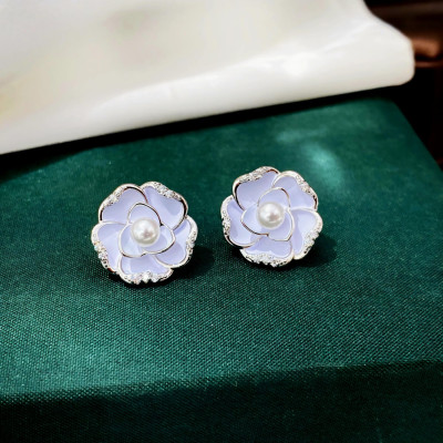 Γυναικεία ασημένια σκουλαρίκια "White Flowers" | ΥΕΧ-2444101