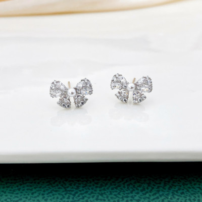 Women's silver earrings "Ribbons" | YEH-2951101