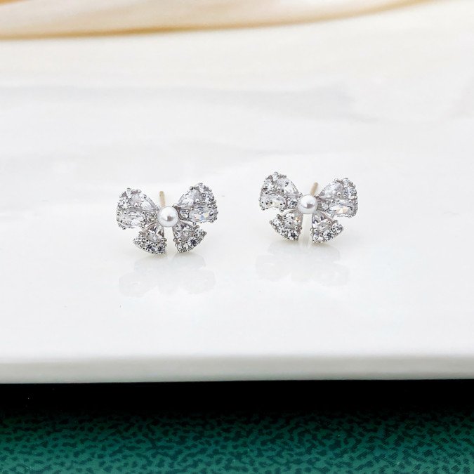 Stud earrings YEH-2951101 Women's silver earrings "Ribbons" | YEH-2951101 Women's silver earrings "Ribbons" | YEH-2951101 YEH-2951101 Stud earrings