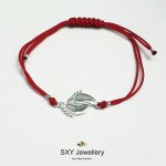 Сребърни крачета гривна с червен конец модел SBT32