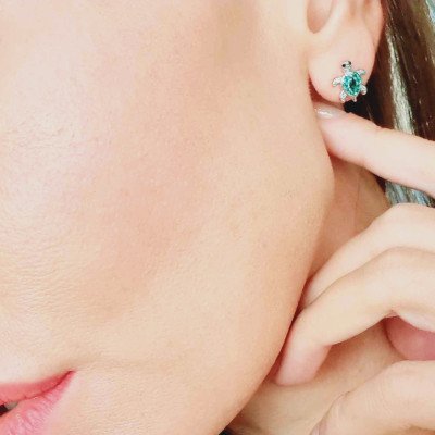 Женские серебряные серьги "Черепахи" | Е3335-1 Женские серебряные серьги "Черепахи" | Е3335-1
