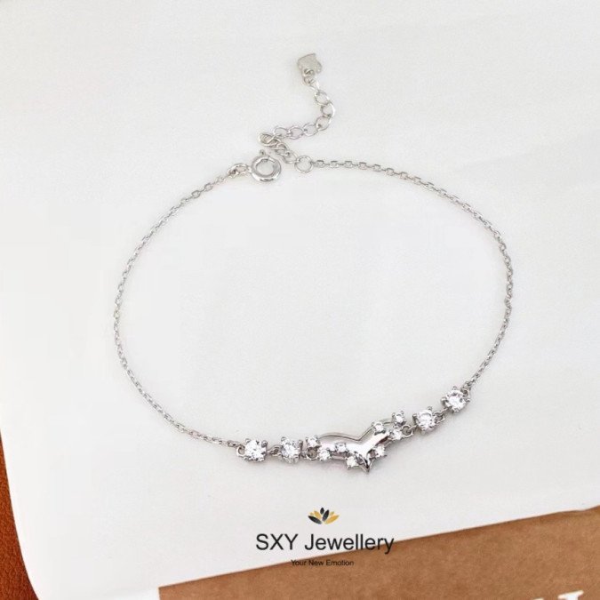 Дамска сребърна гривна със сърце и циркони | SL070035B SL070035B Сърца