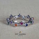 Дамски сребърен пръстен с цветни камъни цирконий | R4016-1