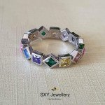 Дамски сребърен пръстен с цветни камъни цирконий | R4068-1