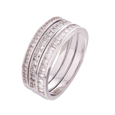 Women's silver ring with zircons | ML05682A
