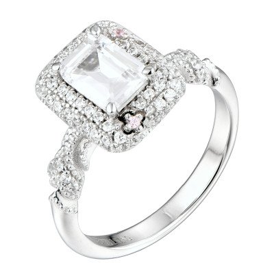 Women's silver ring with zircons | ML06435A