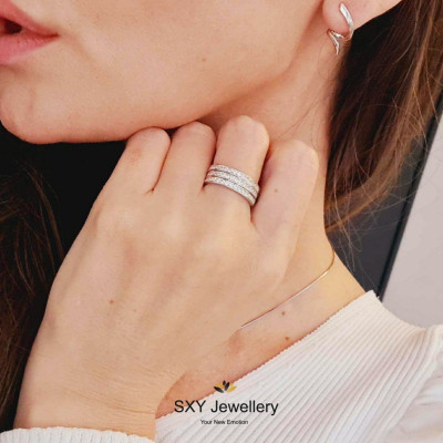 Elegant Women's Silver Ring Triple | CAR2690