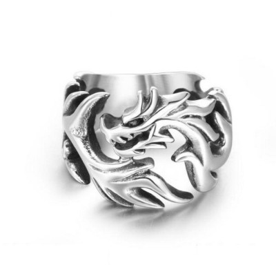 Herrenring aus medizinischem Stahl „Drache“ | SR44868
