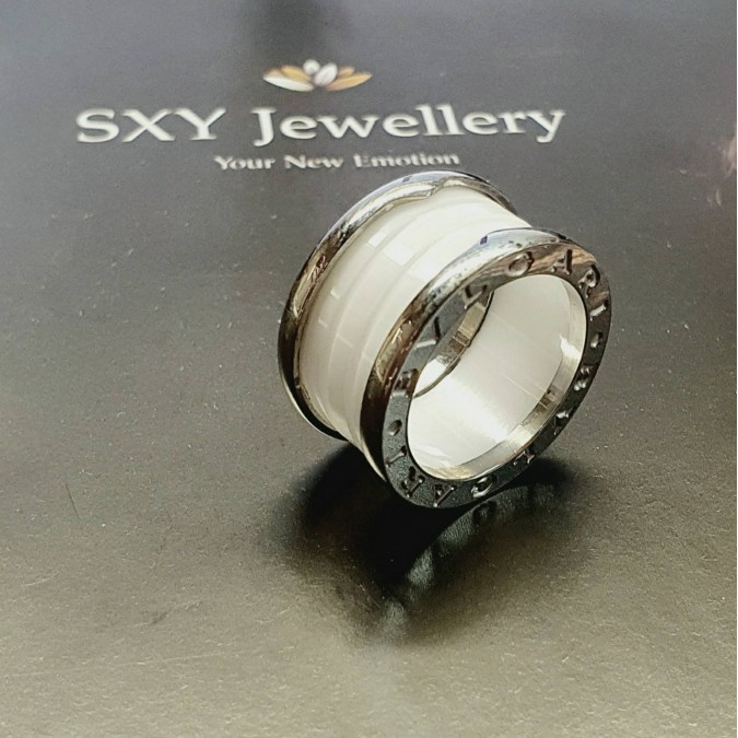 Дамски пръстен от стомана и керамика | SR17614