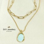 Дамски комплект от стомана с лунен камък | SS202010